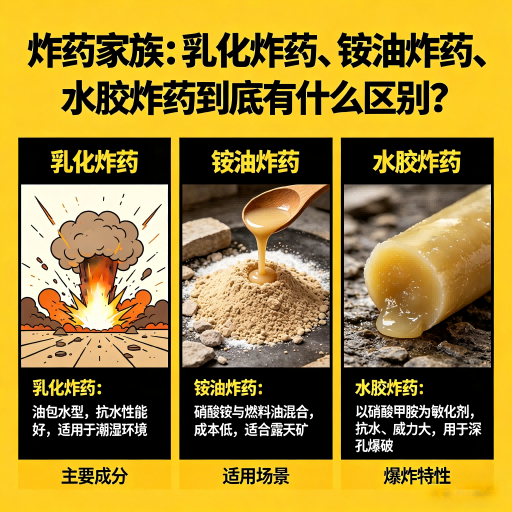 元宝炸药家族:乳化炸药、铵油炸药、水胶炸药到底有什么区别?